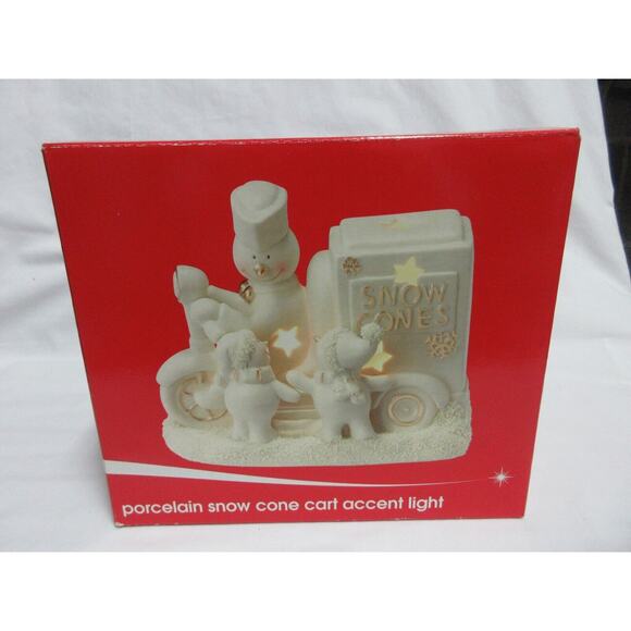 Porcelain Snowman w/ Snow Cone Cart Accent Light White By JCP Home 1996 Vintage - Picture 4 of 13